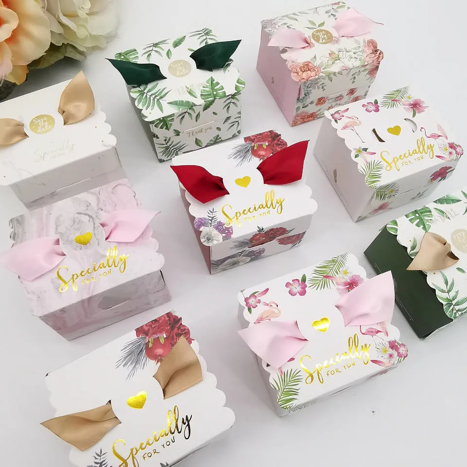 Custom Food Birthday Packaging Paper Gift Box with Ribbon Closure