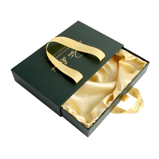 Caixa de papel de presente com gaveta deslizante luxuosa para embalagem de lingerie com forro de cetim